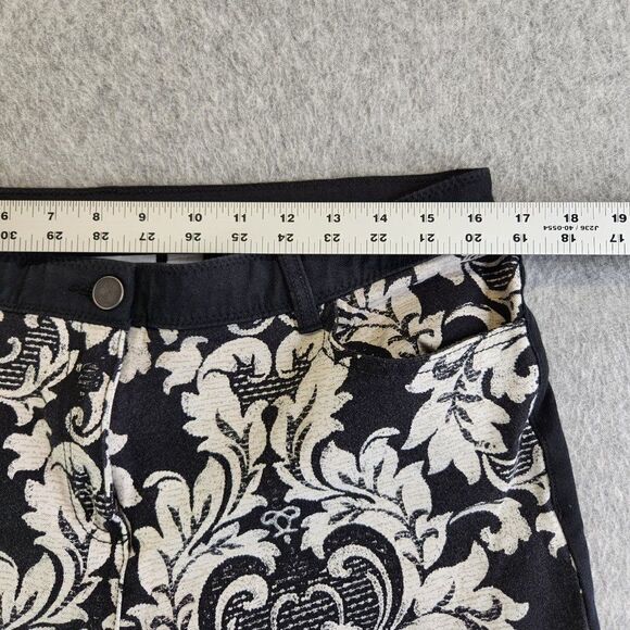 Chicos Ankle Pants Womens 1.5 US 10 Black Floral Stretch Mid Rise Tapered Leg - Picture 11 of 16